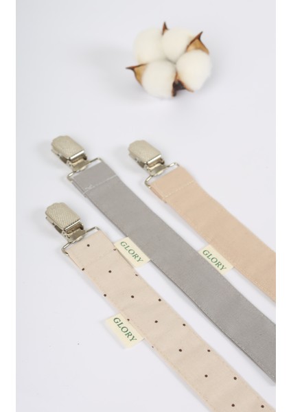 3'lü Set Emzik Askısı - Emzik Zinciri - Emzik Tutacağı - %100 Pamuk - Kahve Noktalı, Gri, Kahve fiyatları