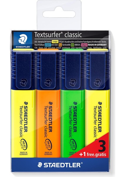 364S WP4P Textsurfer Highlighter 4'lü Blister 3 Renk 1 Renk Bedelsiz