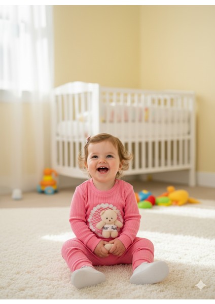 Sevimli Ayıcık Işlemeli Oyuncaklı Bebek Takımı Uzun Kolu Bebek Takım Bebek Giyim fiyatları