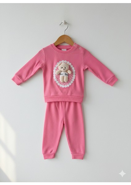 Sevimli Ayıcık Işlemeli Oyuncaklı Bebek Takımı Uzun Kolu Bebek Takım Bebek Giyim modelleri