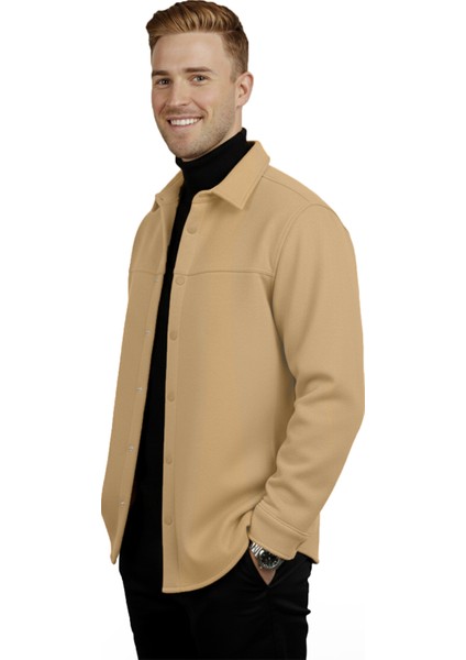 Erkek Camel Likralı Rahat Kalıp Cepsiz Kaşe Ceket – Çıt Çıtlı, Esnek Şık Model Ceket 0760 fiyatları