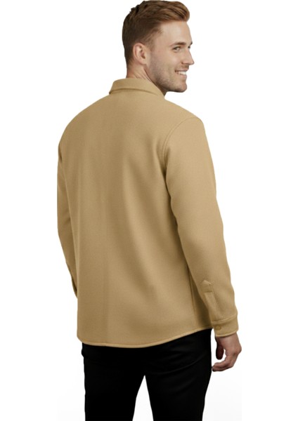 Erkek Camel Likralı Rahat Kalıp Cepsiz Kaşe Ceket – Çıt Çıtlı, Esnek Şık Model Ceket 0760 fırsatları