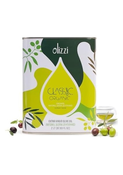 Olizzi Classic Organik Natürel Sızma Zeytinyağı - Alaca Hasat, Soğuk Sıkım 2 Lt