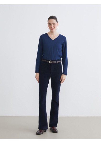 Yeni Sezon Dar Fit Kadife Kadın Pantolon