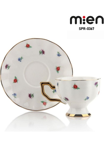 6 Kişilik Çiçek Desenli Porselen Türk Kahve Fincan Takımı – 100 ml
