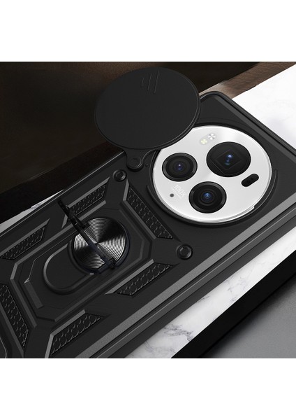 Honor Magic 6 Pro Kılıf Magnetik Standlı Kamera Korumalı Sürgülü Kapak