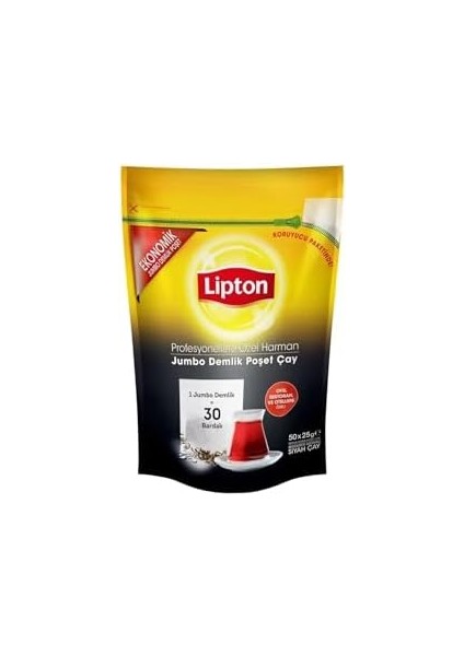 Lipton Profesyonellere Özel Jumbo Demlik Poşet Çay, 30'lu, 750 G (30X25G)