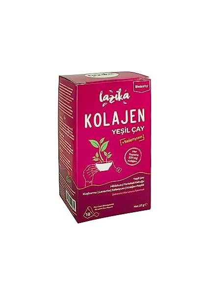 Süper Çay, 18 Piramit Poşet Çay, Erken Hasat El Yapımı Yeşil Çay, Vitamin ve Minareller ile Güçlendirilmiş, Prebiyotikli ve Kolajenli Yeşil Çay (Kolajenli Yeşil Çay)