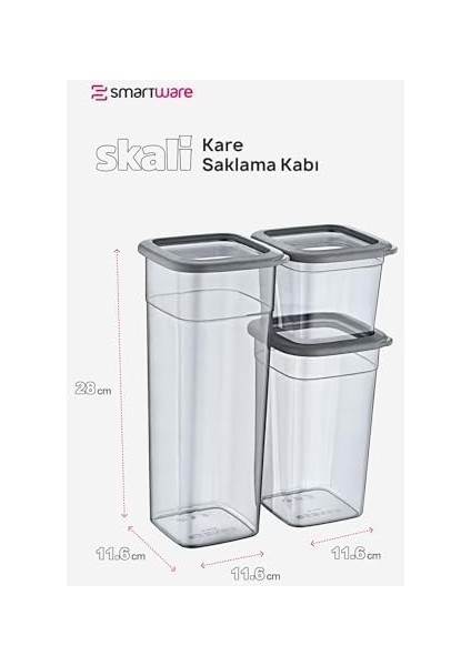 2'li Set Skali Kare Saklama Kabı (2'şer Adet 740 Ml, 1440 Ml, 2350 Ml) fiyatları