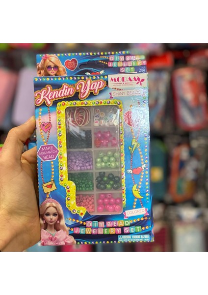 Kendin Yap Boncuk Takı Seti, Renkli Boncuklarla Bileklik ve Kolye Yapımı, Çocuklar Için El Sanatları Aktivite Seti