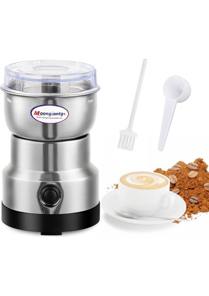 Mini Kahve Öğütücü Elektrikli 10S Hızlı Öğütücü Çok Işlevli Parçalama Makinesi Kuru Tahıl Değirmeni Tohumları Pirinç Çekirdeği Çeşniler Için (Gümüş, 110V)