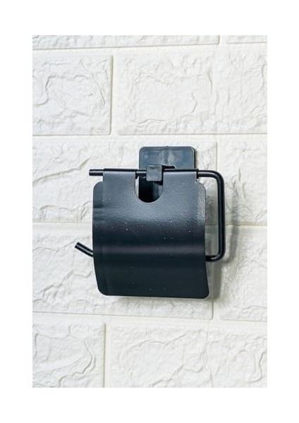 Kendiliğinden Yapışkanlı Siyah Paslanmaz Metal Kapaklı Tuvalet Kağıtlığı Aparatı modelleri