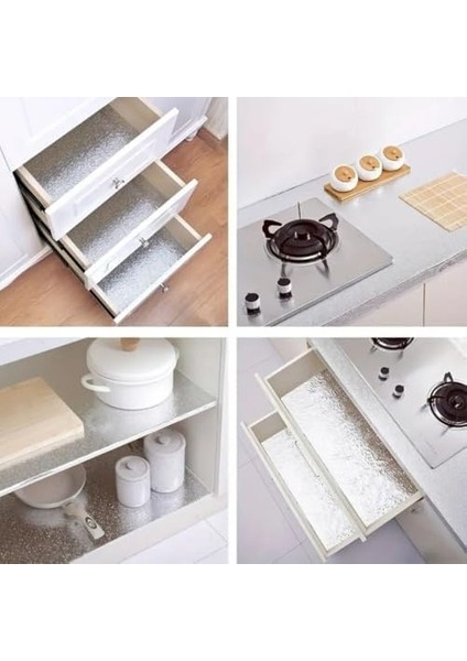 Rulo Gümüş Folyo Duvar Kağıdı, Kendinden Yapışkanlı Raf Içi, Su Geçirmez Folyo 2 mt x 60 cm modelleri