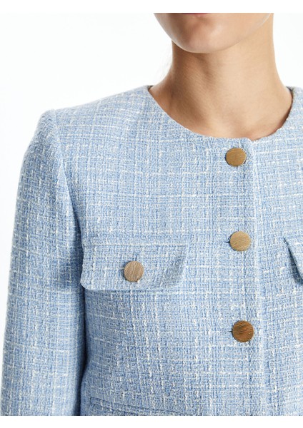 Yeni Sezon Bisiklet Yaka Ekose Kadın Tüvit Ceket modelleri