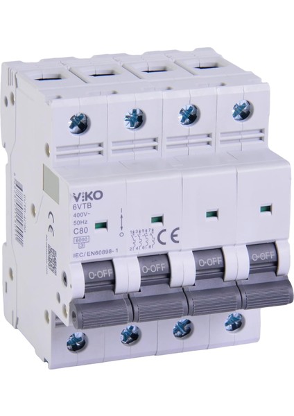 6VTB-4C80 Otomatik Sigorta 6ka C Tipi 4 Kutup 80A
