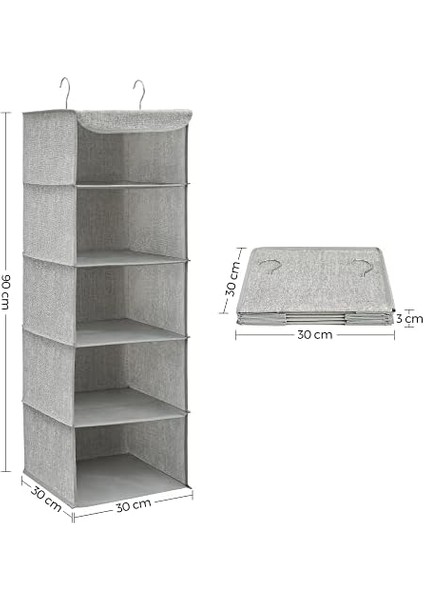 Asılı Raf, Dolabı Düzenleyici, Askılı Muhafaza, Kıyafetler Için, Yer Tasarrufu Sağlar ve Katlanabilir, Metal Kanca, Bambu Eklentiler, Benzeri Doku, Açık Gri RCH005W01 fiyatları