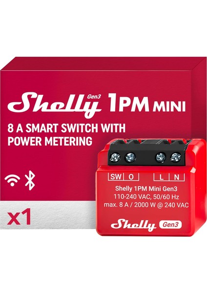 1pm Mini Gen3 | Wlan Akıllı Röle Şalteri | 1 Kanal 8A | Akım Ölçümü | Sıva Altı Işık Şalteri | ve | Ev Otomasyonu | Ios Uygulaması | Hub Gerektirmez