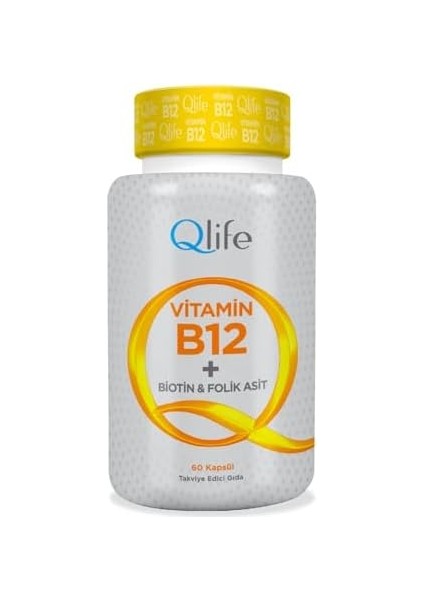 Qlife Vitamin B12 + Biotin & Folik Asit 60 Kapsül