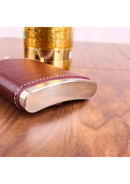 8 Oz 235 cc Hunili Kızıl Hakiki Deri Kılıflı Çelik Viski Içki Matarası Babalar Günü Hediyesi fiyatları