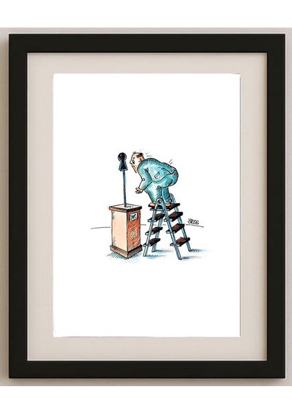 Winfried Besslich 29X21CM Orijinal Karikatür Tablo