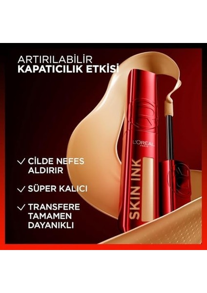 L'oréal Paris Skin Ink Gün Boyu Kapatıcı Fondöten - Sıcak Alt Ton 100 modelleri