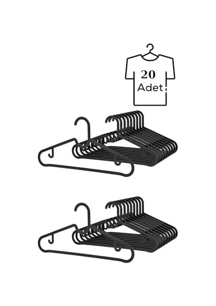 Life 20 Adet Plastik Siyah Gömlek Askısı MIT1129 modelleri