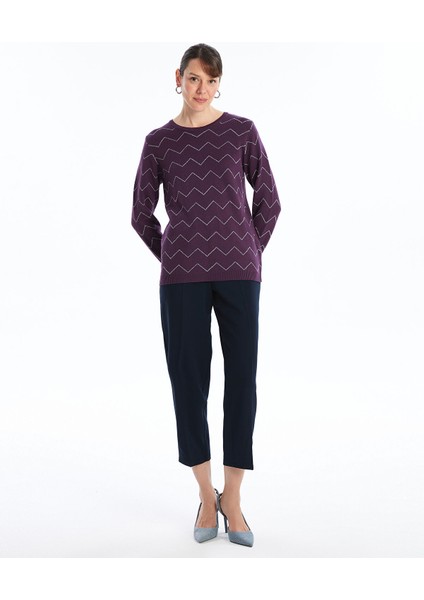 Yeni Sezon Bisiklet Yaka Desenli Kadın Triko Kazak modelleri