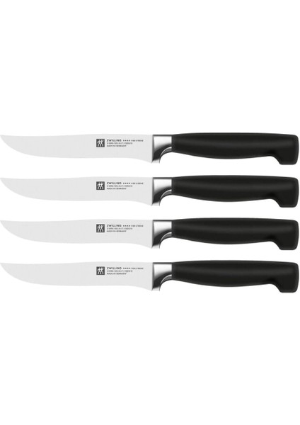 Four Star 4'lü Biftek Bıçağı Seti, Paslanmaz Çelik, Siyah
