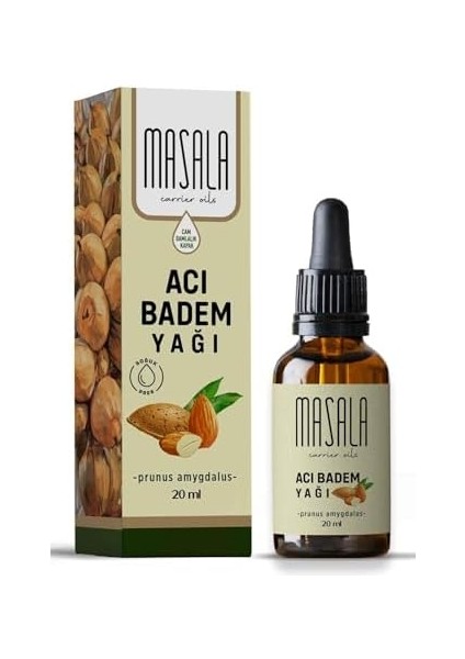 Masala Acı Badem Yağı 20 Ml. Soğuk Pres (Bitter Almond Carrier Oil)