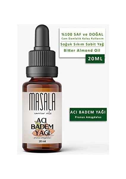 Masala Acı Badem Yağı 20 Ml. Soğuk Pres (Bitter Almond Carrier Oil) modelleri