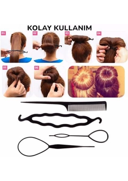 Okavango 5’li Karışık Siyah Renk Saç Örme ve Topuz Tokası Seti, Kadın Çocuk Mandal Toka, Lastik Toka Seti, Toka, Kız Çocuk Toka, Kadife Toka modelleri