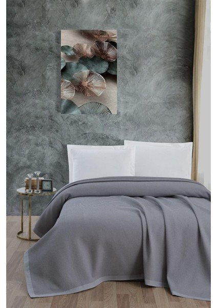 Klimalı PIKE,%100 Pamuk Petekli Pike, Dörtmevsim Pike Battal Boy 240X260 Gri