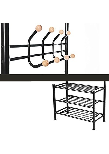 HSR04B, 18 Askılı 3 Ayakkabı Raflı, Metal, Siyah, 68,8 x 35,2 x 187 cm modelleri