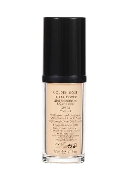 Golden Rose Total Cover 2 In 1 Foundation & Concealer Fondöten ve Kapatıcı No: 022