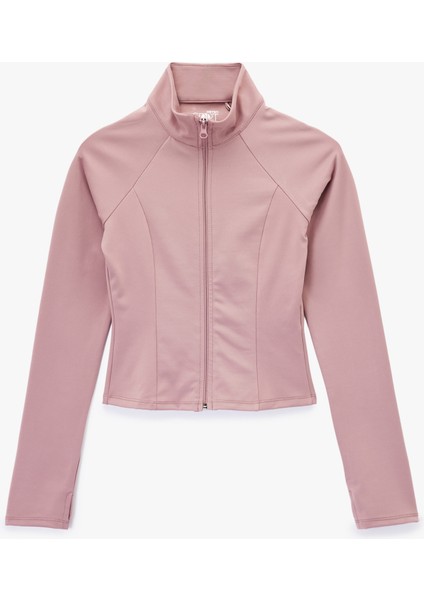 Slim Fit Uzun Kollu Dik Yaka Fermuarlı Spor Sweatshirt