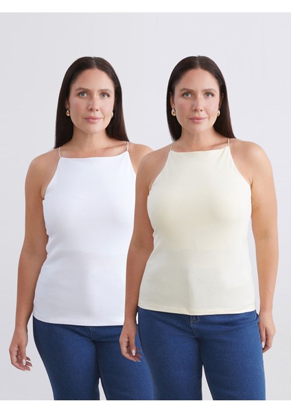 Yeni Sezon Büyük Beden Halter Yaka Kadın Atlet 2'li