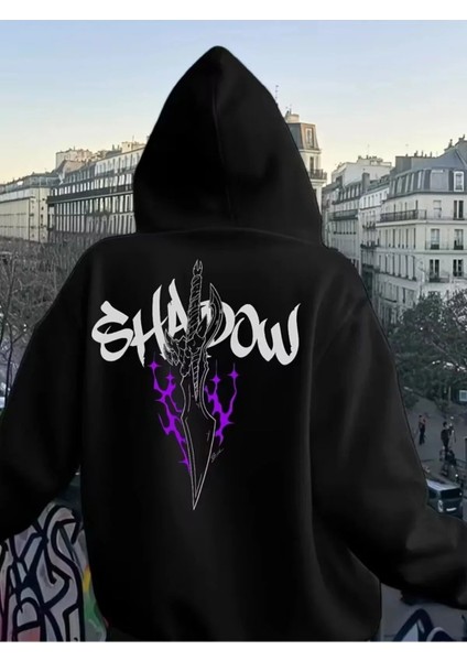 Unisex Baskılı Hırka Ninja Maskeli 3 Iplik Oversize