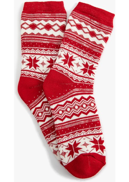 Havlu Soket Desenli Yılbaşı Çorabı