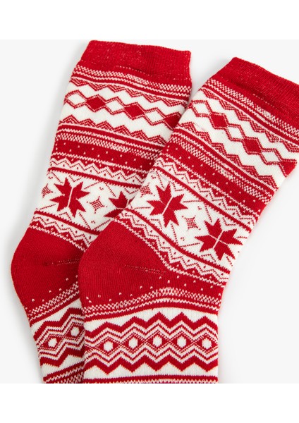 Havlu Soket Desenli Yılbaşı Çorabı modelleri