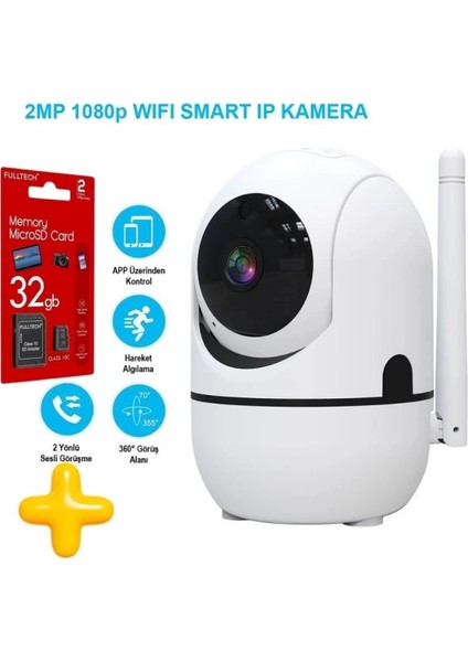 Hafıza Kartlı Wifi Akıllı Kamera Hareket Algılamalı Gece Görüşlü Bebek Kamera