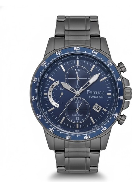 Erkek Kol Saati Antrasit Renk, Mavi Kadran - Şık Metal Kordon, 2 Yıl Garantili