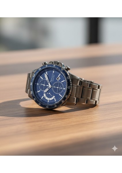 Erkek Kol Saati Antrasit Renk, Mavi Kadran - Şık Metal Kordon, 2 Yıl Garantili fiyatları