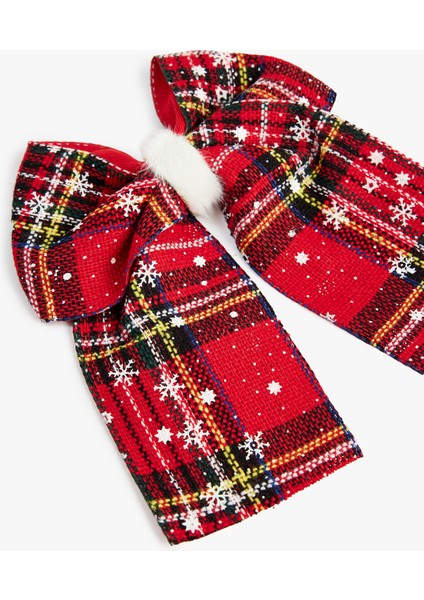 Ekoseli Fiyonklu Kar Desenli Yılbaşı Tokası modelleri