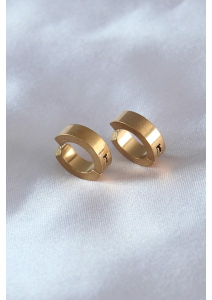 316L Çelik Gold Renk Sıkıştırmalı Erkek Küpe - TJ-EKP278