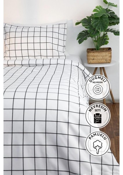 Basic Pamuklu Ranforce Tek Kişilik Nevresim Seti - Beyaz