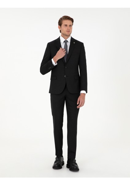 Erkek Siyah Ex. Slim Fit Yünlü Takım Elbise 50291976-VR046