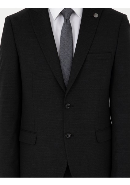 Erkek Siyah Ex. Slim Fit Yünlü Takım Elbise 50291976-VR046