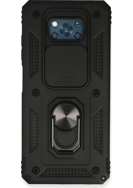 Pocophone X3 Kılıf Pars Lens Yüzüklü Silikon - SIYAH-(5796)