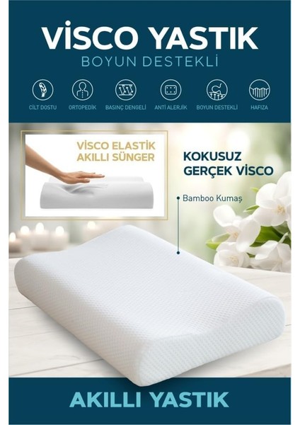 Boyun Destekli Yastık – Rahat Uyku, Boyun Omurga Desteği, Sırtüstü ve Yan Yatış Için Ergonomik Tasarım, Basınç Azaltıcı, Nefes Alabilen Kavisli Yatak Yastığı