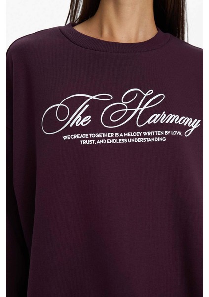 Oversize Geniş Kalıp Bisiklet Yaka Baskılı SWEATSHIRT G6528AX25WN fırsatları